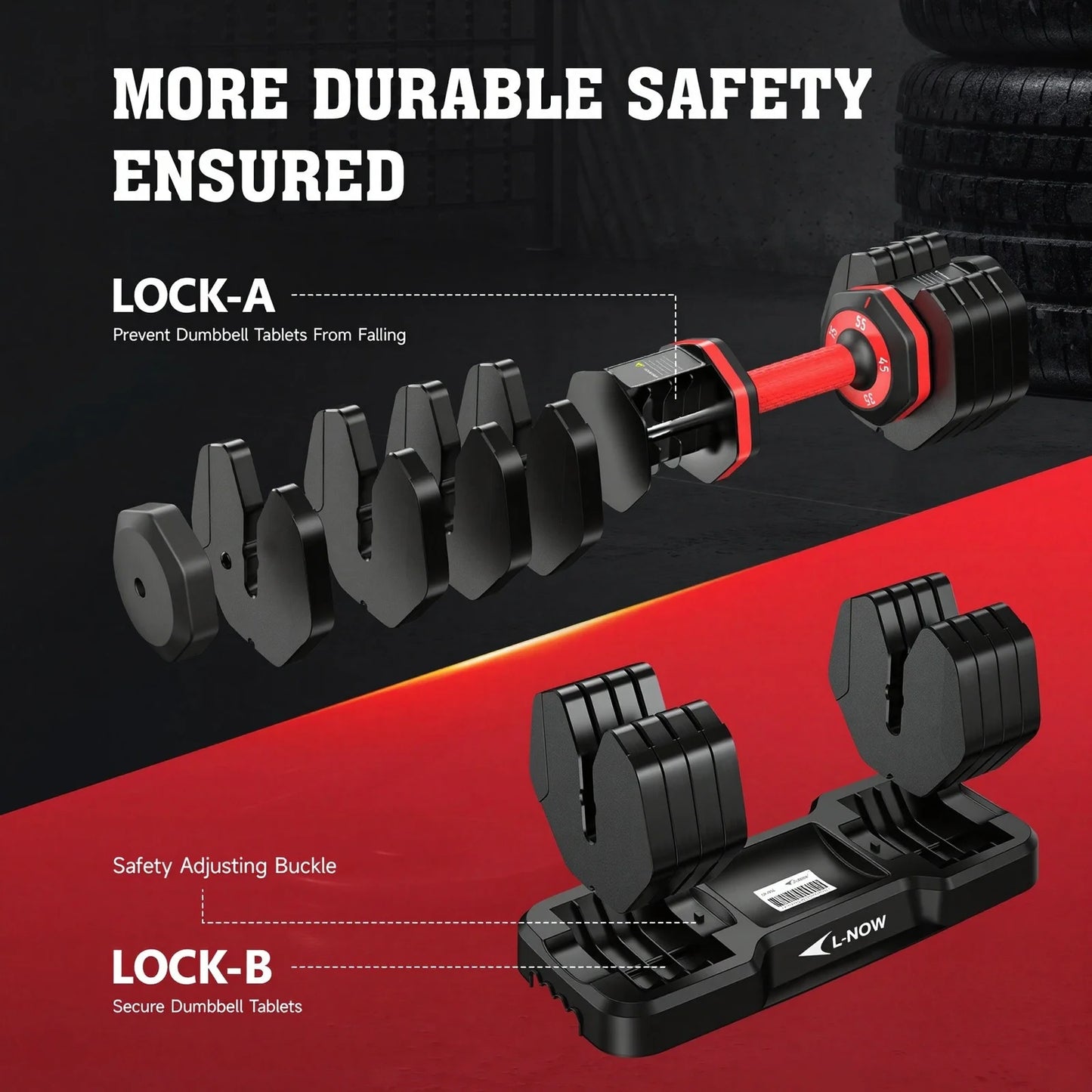 110LB Adjustable Dumbbells with High Quality Tray 15Lb to 55Lb Adjustable Dumbbell for Home Gym Exercise Equipment, ‌‌Christmas Gift